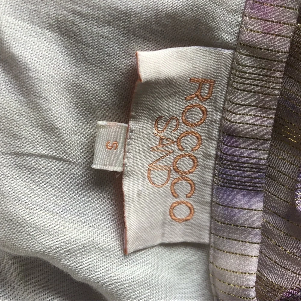 Rococo Sand Etre Metallic Maxi Dress Pink Resort Long Sleeve Womens Size Small